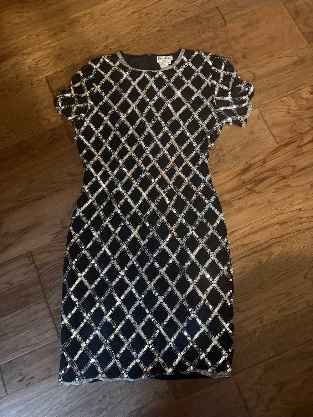 Black Sequin Lattice Midi Dress - Elegant Evening Wear